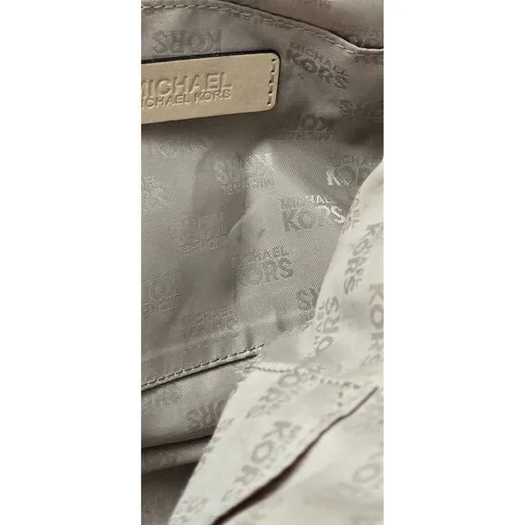 🎄 Michael Kors leather bag medium pewter grey tan gold - Picture 11 of 17